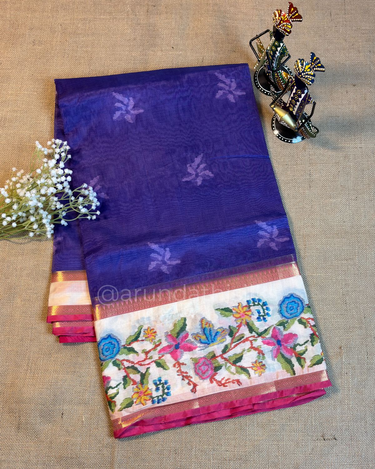 Lightweight Organza Saree with Kanchi Rich Pallu - Blue