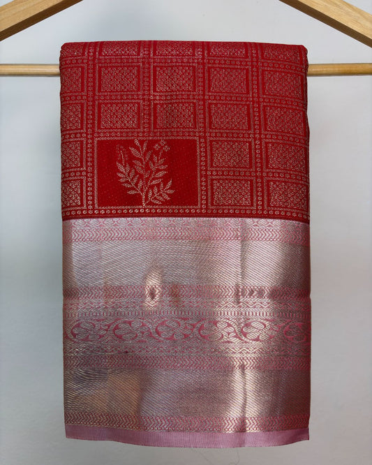 Semi Silk Kanchipuram Saree with Vintage Woven Motifs