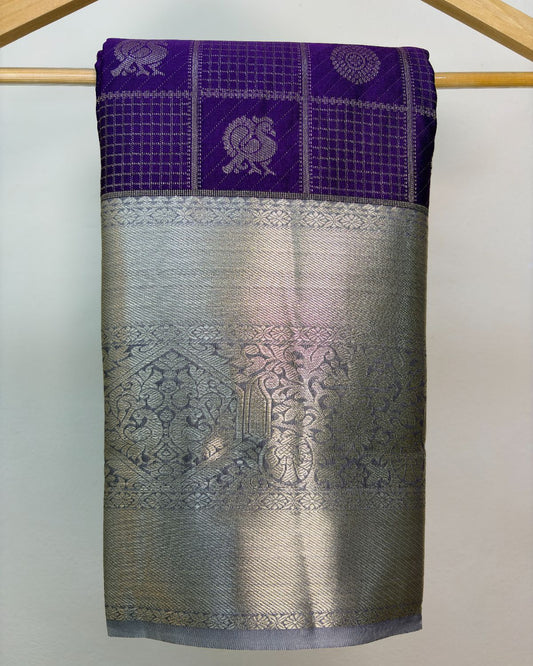 Semi Silk Kanchipuram Saree with Vintage Woven Motifs