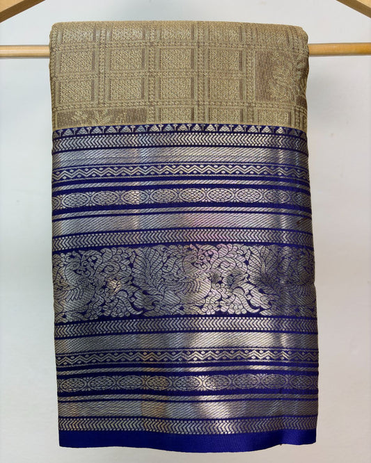 Semi Silk Kanchipuram Saree with Vintage Woven Motifs