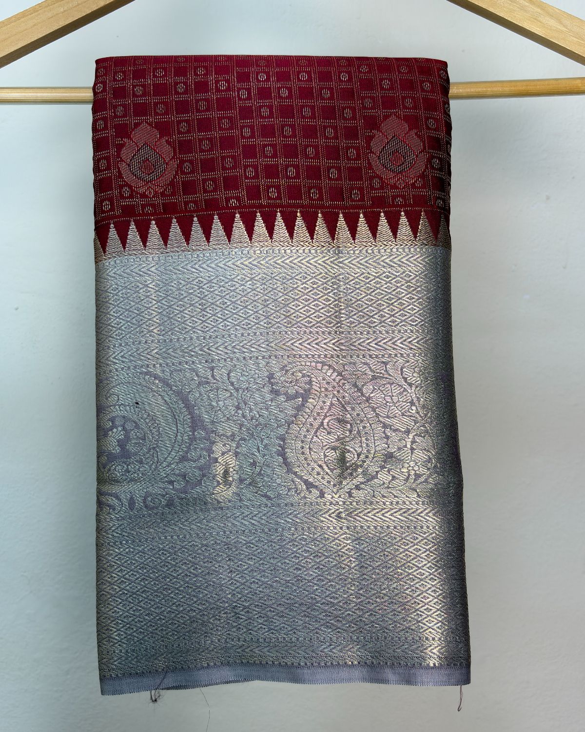 Semi Silk Kanchipuram Saree with Vintage Woven Motifs