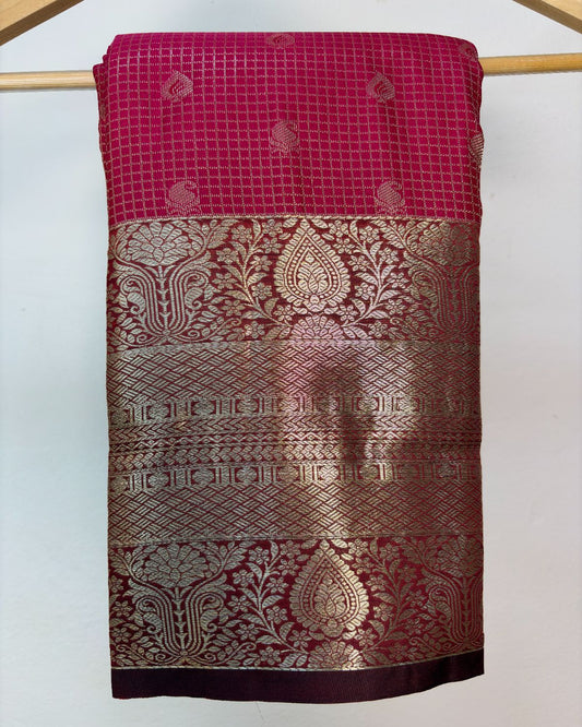 Semi Silk Kanchipuram Saree with Vintage Woven Motifs