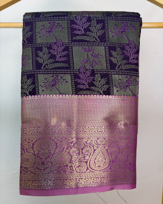 Semi Silk Kanchipuram Saree with Vintage Woven Motifs