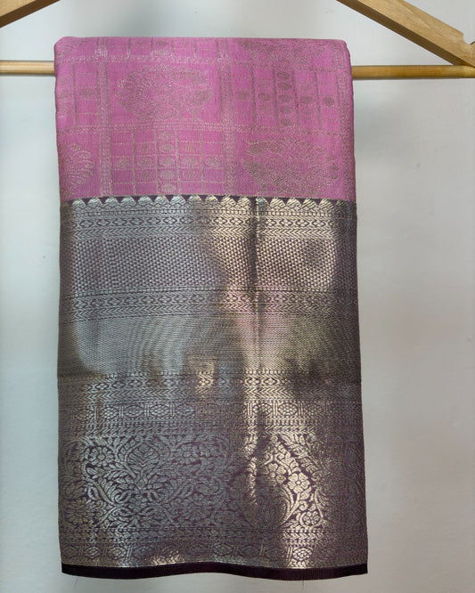 Semi Silk Kanchipuram Saree with Vintage Woven Motifs