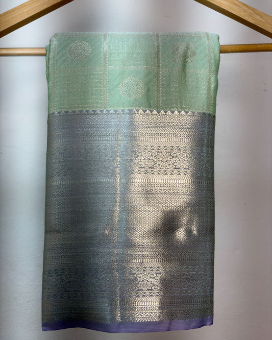 Semi Silk Kanchipuram Saree with Vintage Woven Motifs