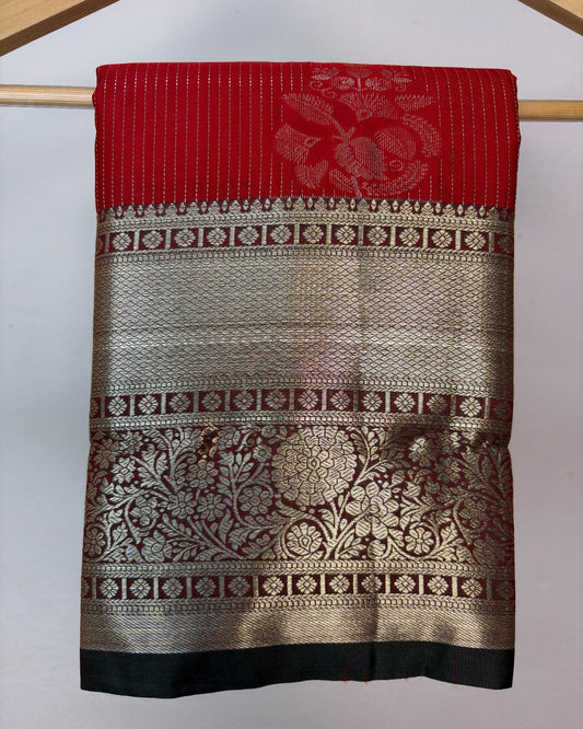 Semi Silk Kanchipuram Saree with Vintage Woven Motifs