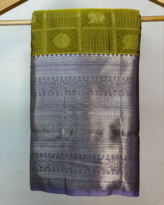 Semi Silk Kanchipuram Saree with Vintage Woven Motifs