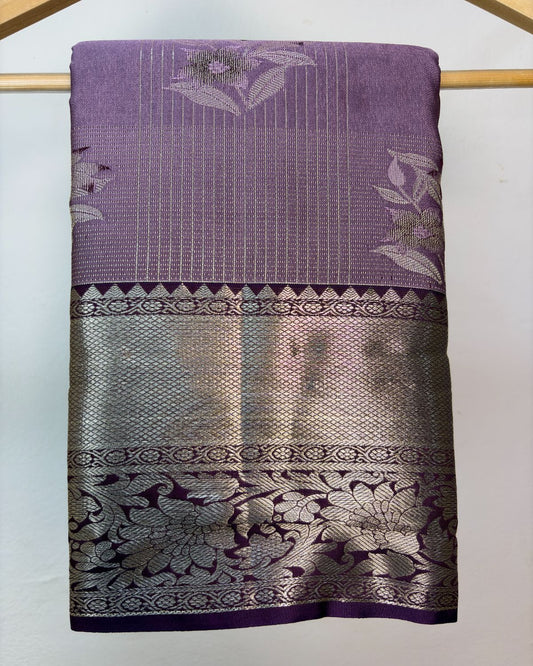 Semi Silk Kanchipuram Saree with Vintage Woven Motifs