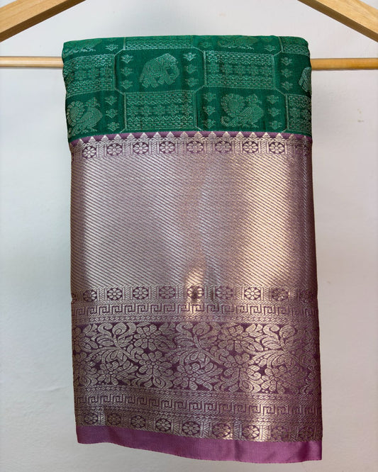 Semi Silk Kanchipuram Saree with Vintage Woven Motifs