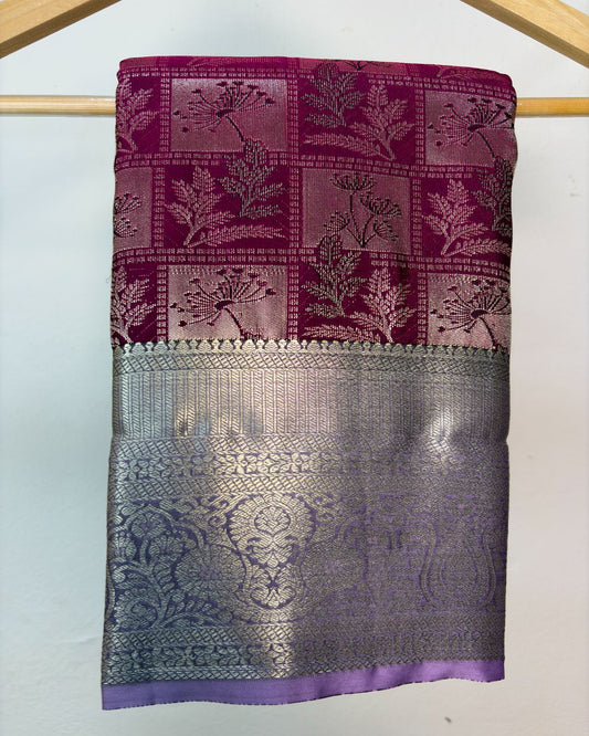 Semi Silk Kanchipuram Saree with Vintage Woven Motifs