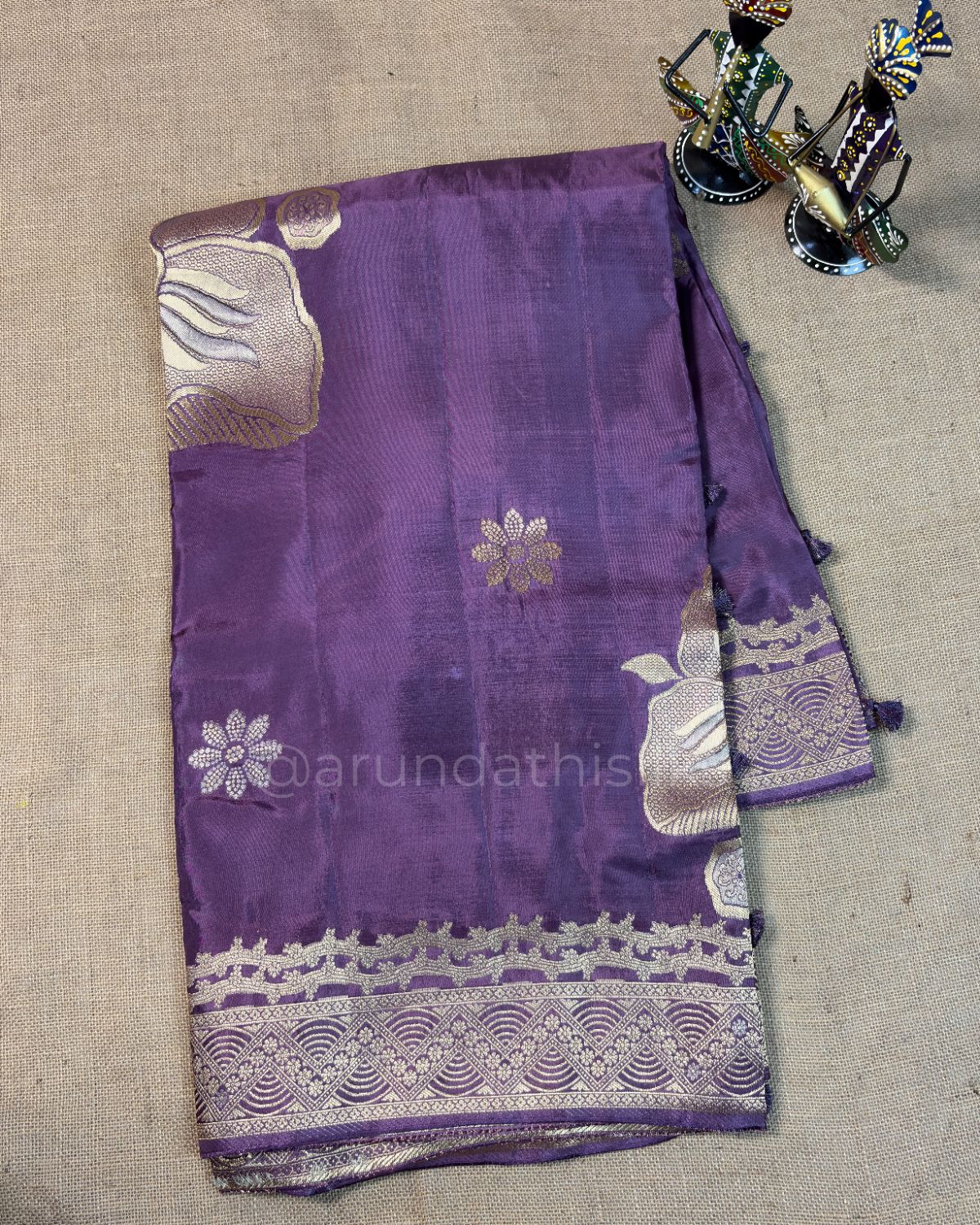Pure Mashru Silk Saree with All-Over Floral Weaving - Neon Lilac