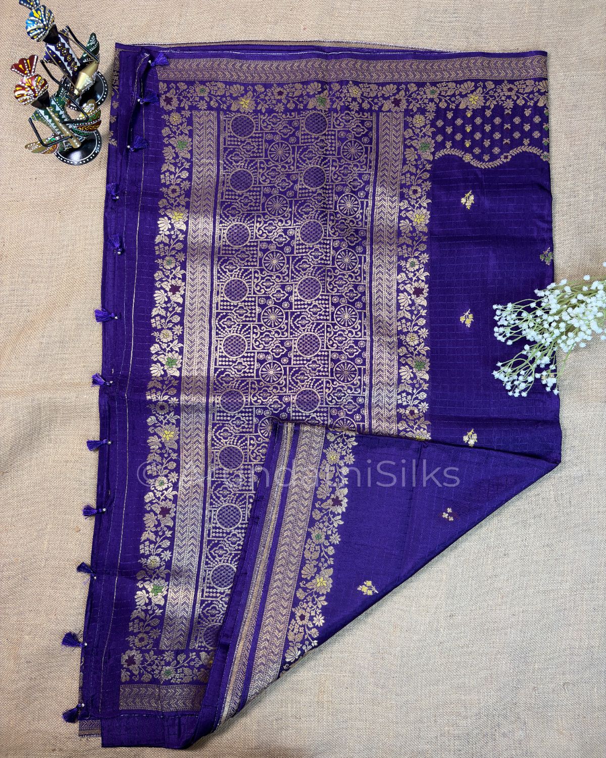 Banarasi Weaving Saree with Rich Floral Pallu - Purple